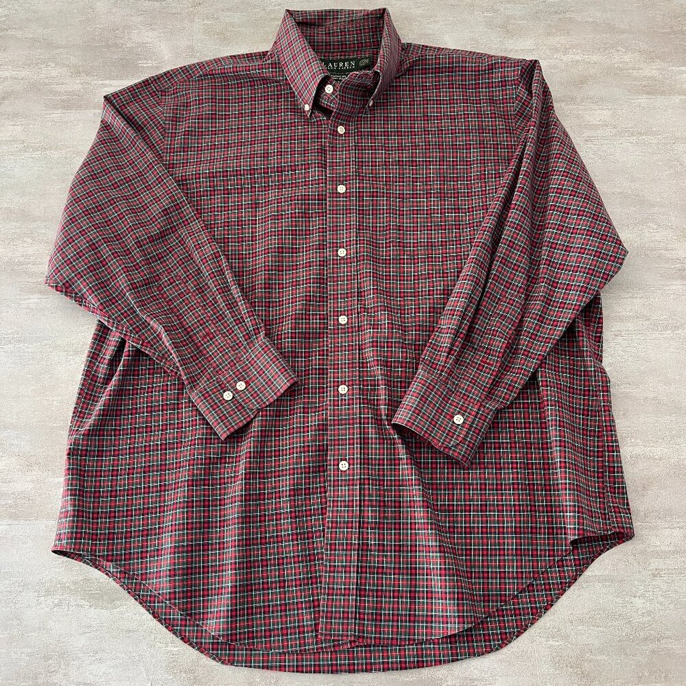 Lauren Ralph Lauren plaid button down long sleeve shirt‎ mens 17 1/2, 32/33